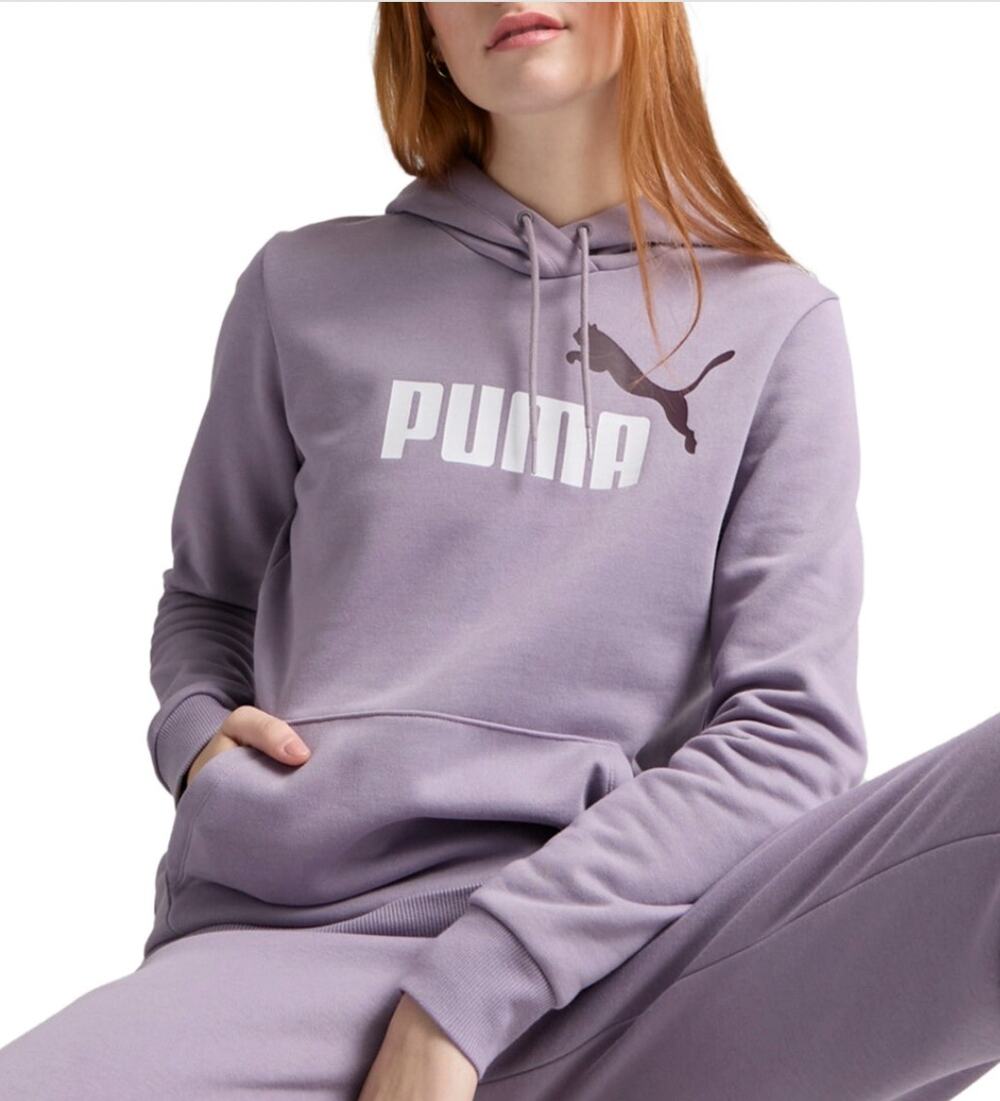 PUMA Womens Essentials Big Logo Hoodie Large Purple Pale Plum Sweatshirt NWT